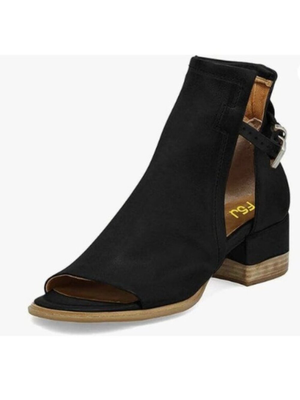 FSJ Women Peep Open Toe Sandals Boot Cut Out Buckle Ankle Bootie Block Low Heel